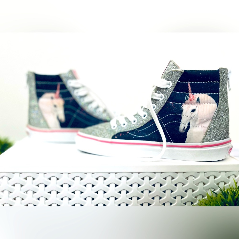 Vans Sparkly Silver Glitter Unicorn Skater Shoes SIZE 3